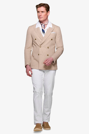 Giacca doppiopetto jersey armaturata beige