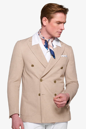 Giacca doppiopetto jersey armaturata beige