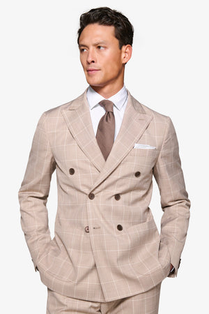 Giacca da abito doppiopetto finestrata beige