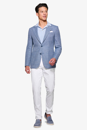 Giacca trama intrecciata blu slim