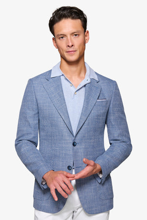 Giacca trama intrecciata blu slim