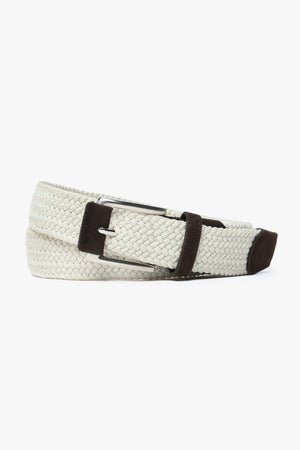 Cintura sportiva elastica intrecciata panna