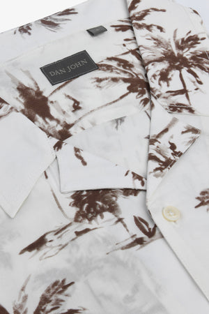 Camicia Hawaiana fantasia palme bianca