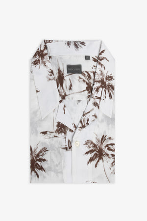 Camicia Hawaiana fantasia palme bianca