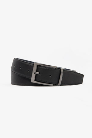 Cintura in ecopelle saffiano reversibile blu/nero