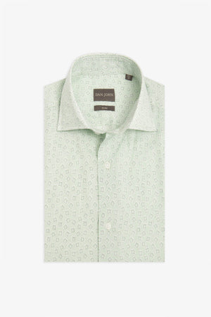 Camicia stampa geometrica menta