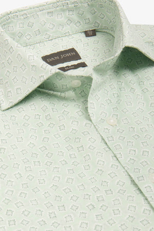 Camicia stampa geometrica menta
