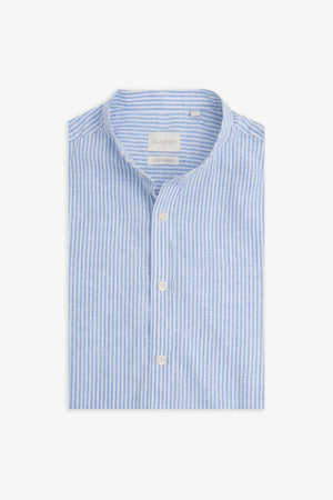 Camicia coreana riga sottile celeste