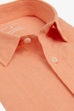 Camicia misto lino arancio