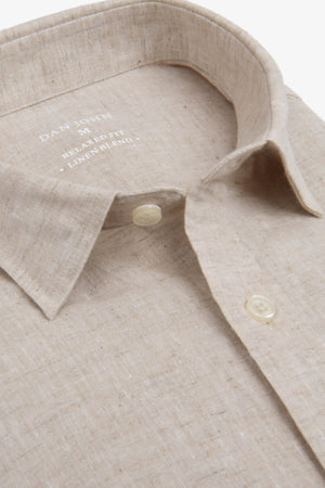 Camicia misto lino beige