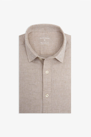 Camicia misto lino beige