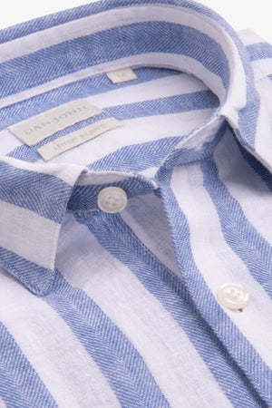 Camicia misto lino a righe larghe avion